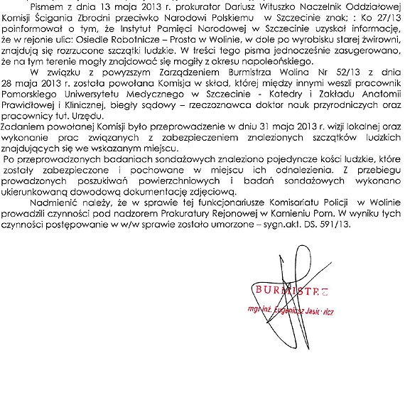 Czytelnik: Ubiegoroczny problem makabrycznego odkrycia szcztek ludzkich w Wolinie wraca