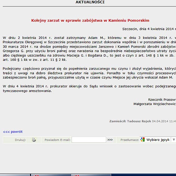 Kolejny zarzut w sprawie zabójstwa w Kamieniu Pomorskim