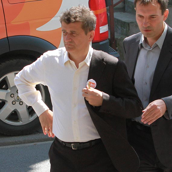 Janusz Palikot na przedwyborczym spotkaniu w Stuchowie w gminie wierzno