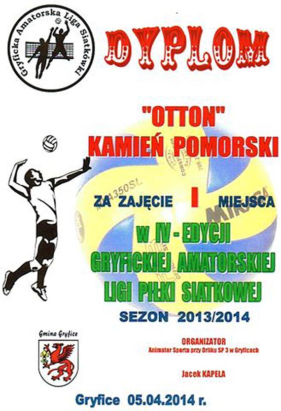 Otton mistrzem Gryfickiej Amatorskiej Ligi Siatkwki