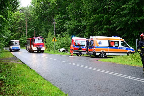 Wypadek za Wisek. Podr zakoczyli …w rowie