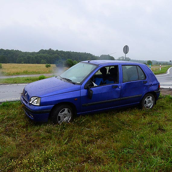 Na krajowej trjce kierowca zjecha do rowu