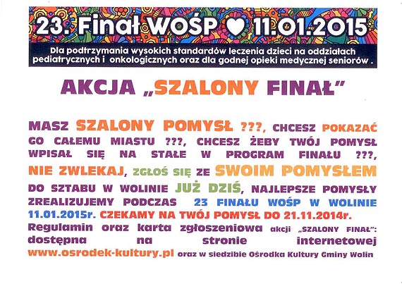 Wielka Orkiestra witecznej Pomocy 2014 Wolin AKCJA SZALONY FINA