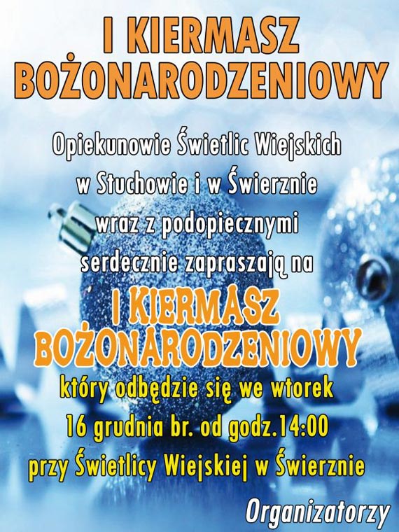 Kiermasz Boonarodzeniowy w wierznie ju 16 grudnia