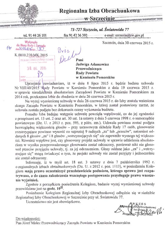 Czy bdzie absolutorium w powiecie?