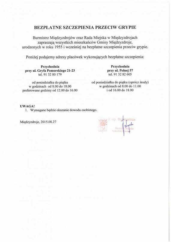 Uwaga! Bezpatne szczepienia przeciwko grypie