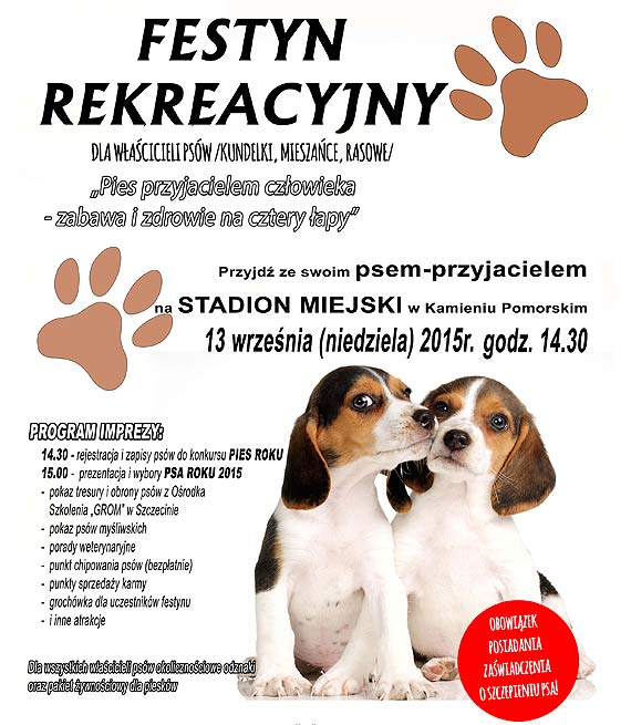III Festyn rekreacyjny - pies przyjacielem czowieka  „zabawa i zdrowie na cztery apy„
