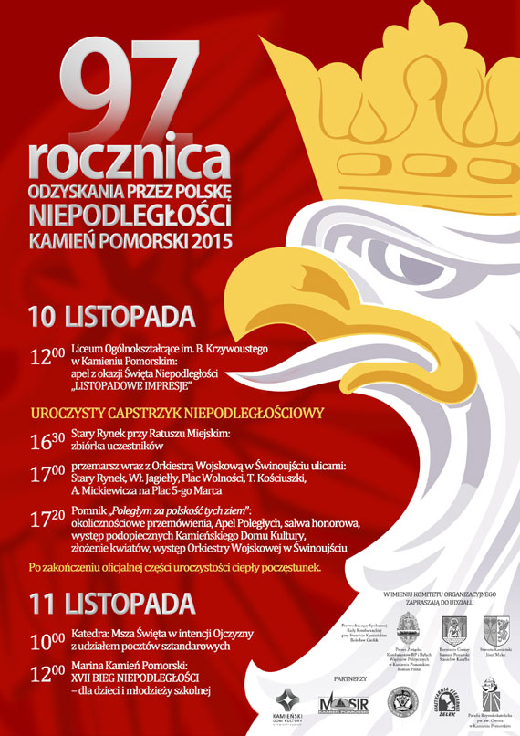10 listopada serdecznie zapraszamy do Kamienia Pomorskiego na uroczysty Capstrzyk Niepodlegociowy