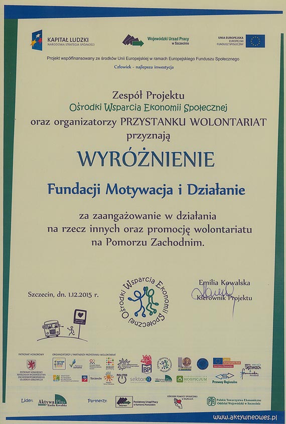 Nagroda dla wolontariuszy