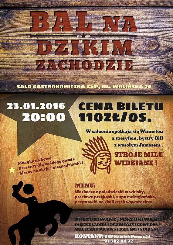 Wielki Bal na Dzikim Zachodzie w Kamieniu Pomorskim! Nie czekaj! Kup bilet ju dzisiaj! 