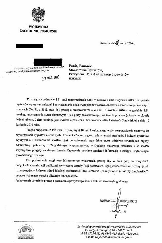 Trening syren z okazji uhonorowania ofiar katastrofy Smoleskiej! Czy syreny zawyj 10 kwietnia take w powiecie kamieskim?