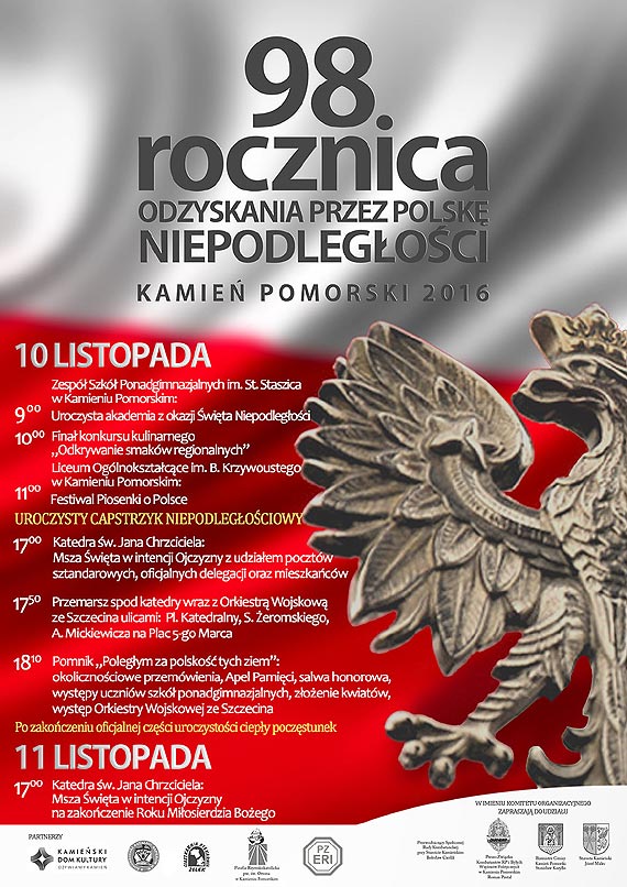 Zapraszamy na obchody 98. Rocznicy Odzyskania przez Polsk Niepodlegoci