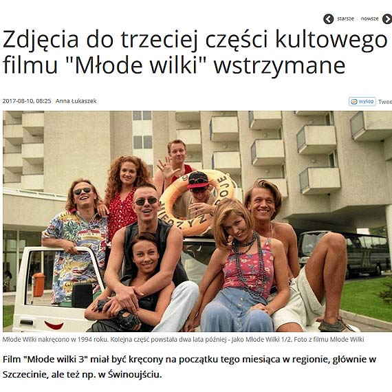  Zdjcia do trzeciej czci kultowego filmu „ Mode Wilki” wstrzymane 