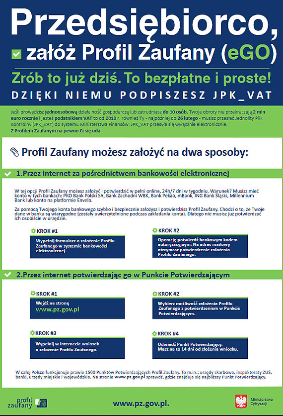 Przedsibiorco, za Profil Zaufany.  Od 1 stycznia wszyscy podatnicy VAT  wysyajaj  JPK_VAT