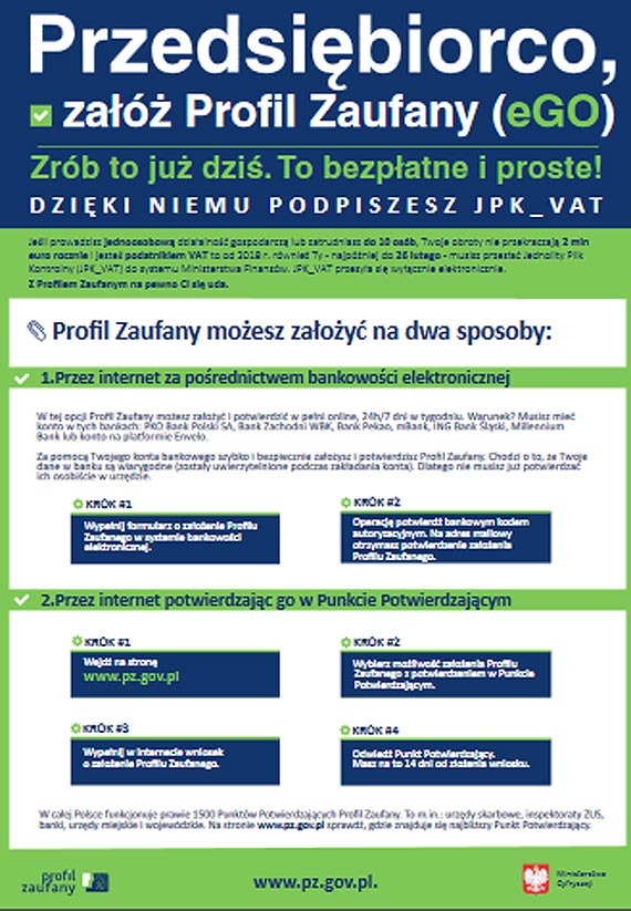 Przedsibiorco, za Profil Zaufany.  Od 1 stycznia wszyscy podatnicy VAT wysyajaj  JPK_VAT