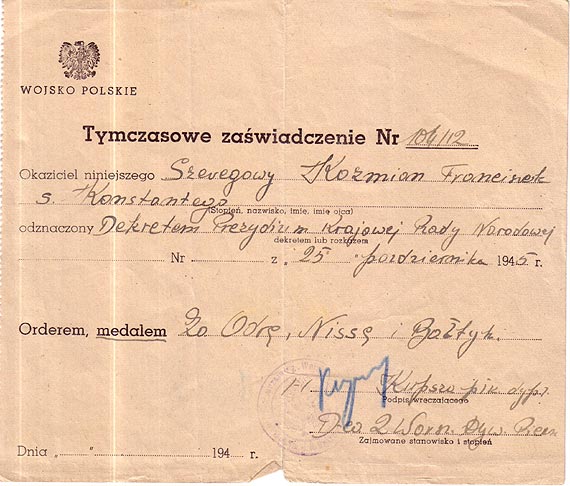 Konkurs im. kpt. Franciszka Komiana pod nazw „Zdobycie Pomorza Zachodniego w 1945 roku”