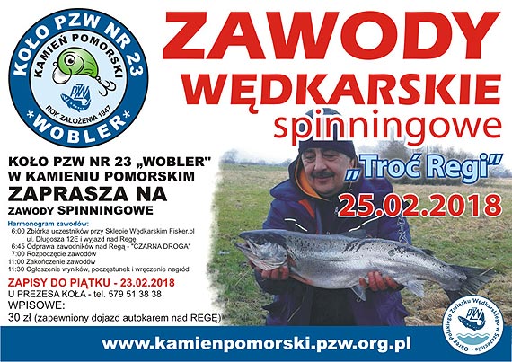 Koo Wdkarskie nr 23 "WOBLER" z Kamienia Pomorskiego organizuje zawody spinningowe