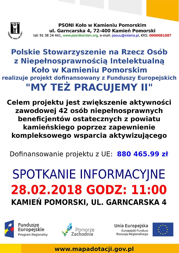 Zapraszamy do udziau w projekcie: „My te pracujemy II”