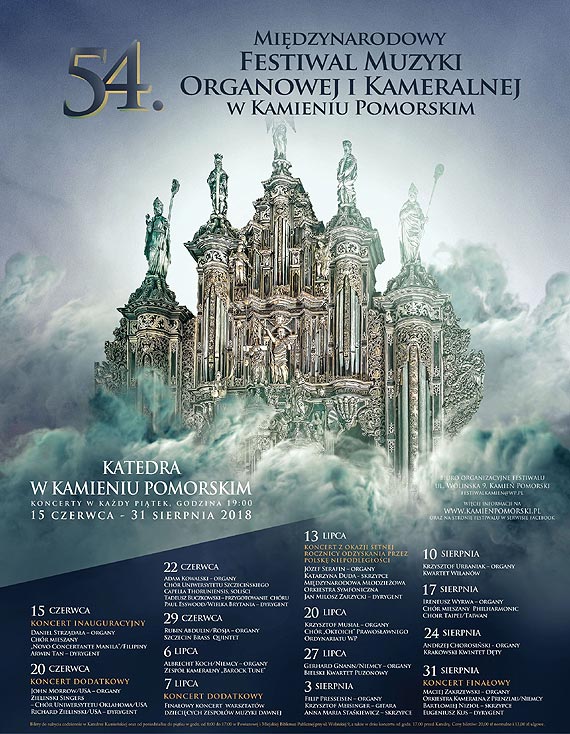 Pocztek muzycznego lata w Kamieniu Pomorskim W pitek inauguracja 54. Midzynarodowego Festiwalu Muzyki Organowej i Kameralnej