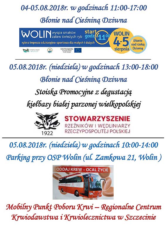 Wydarzenia w dniach 03-05.08.2018r. w Wolinie