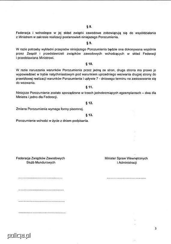 Propozycje MSWiA dla funkcjonariuszy – pełna treść projektu porozumienia