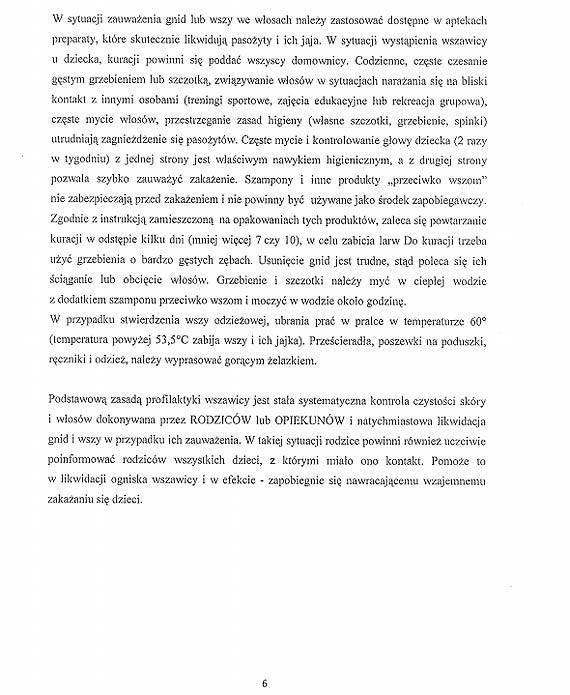 Za walkę z wszawicą w placówkach oświatowych odpowiada ich dyrekcja