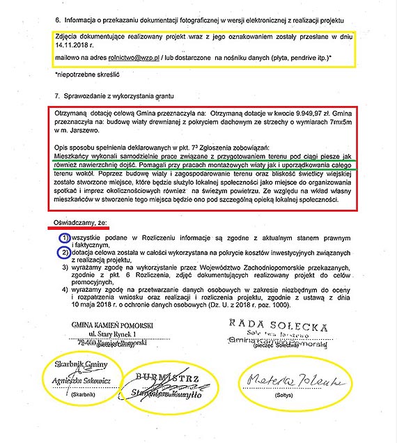 Jarszewo: powiadczyli nieprawd by rozliczy dotacj na wiat?