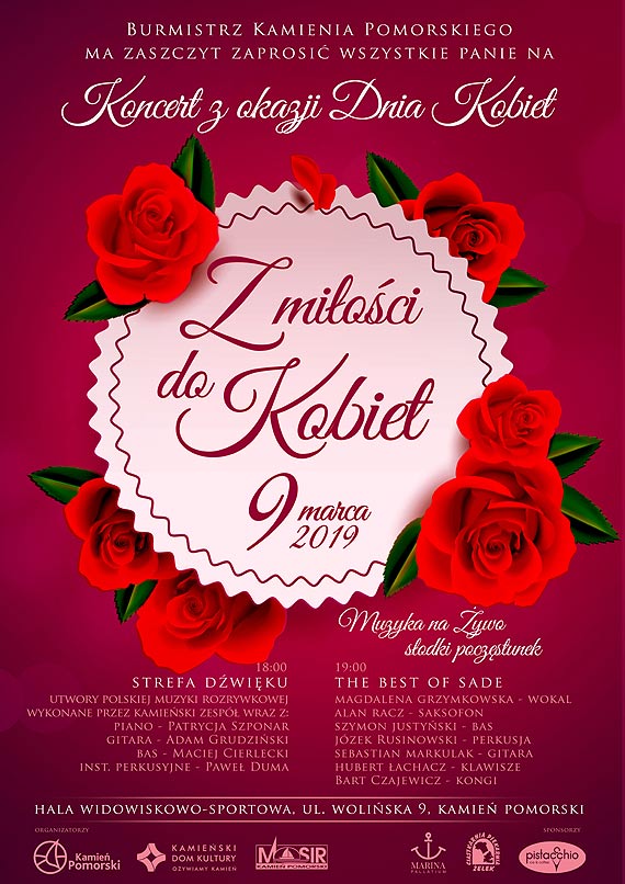 Burmistrz Kamienia Pomorskiego ma zaszczyt zaprosi wszystkie Panie na klimatyczny koncert z okazji Dnia Kobiet!