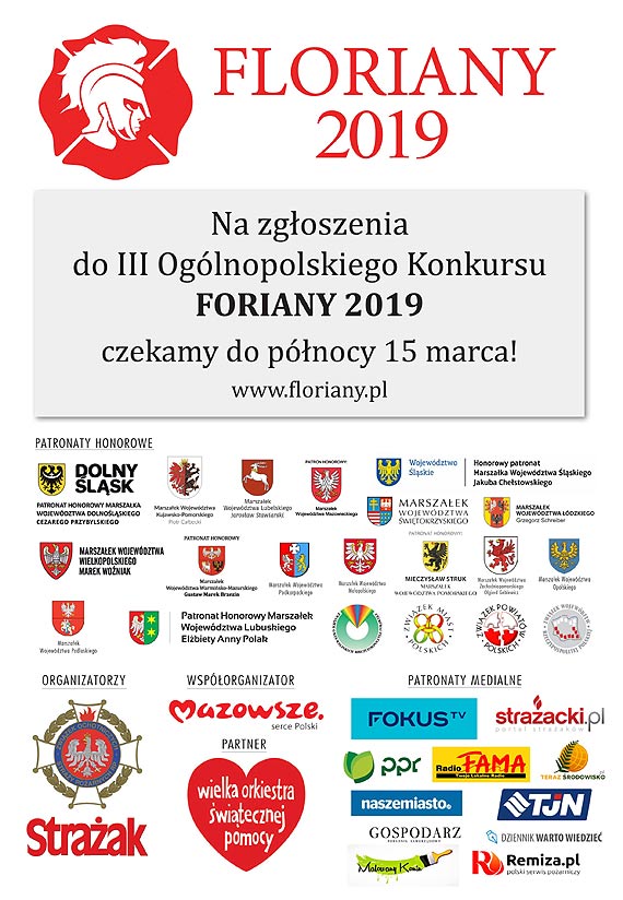 15 marca 2019 r. mija termin przesy�ania zg�osze� do Og�lnopolskiego Konkursu FLORIANY 2019!