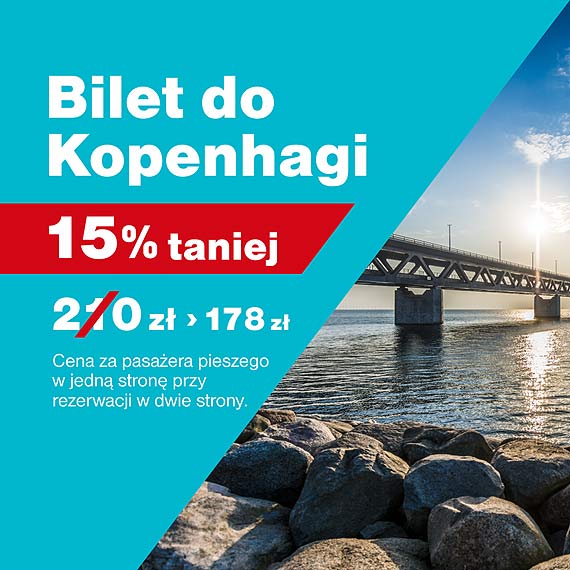 Bilet do Kopenhagi 15% taniej
