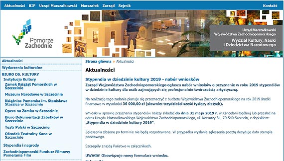 Stypendia marsza�ka dla artyst�w. Ruszy� nab�r wniosk�w