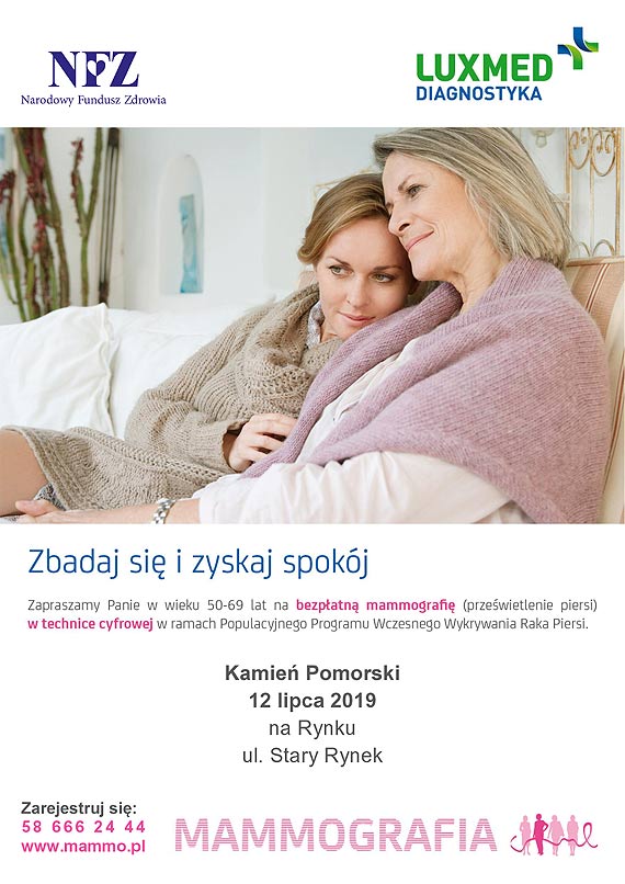 Mobilna pracownia mammograficzna LUX MED bezp�atne badania mammograficzne dla kobiet w lipcu -Kamie� Pomorski
