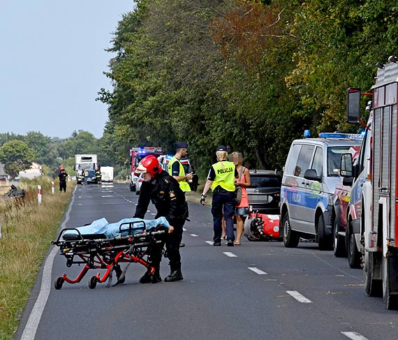 Wypadek motocyklisty koo Rekowa na 107