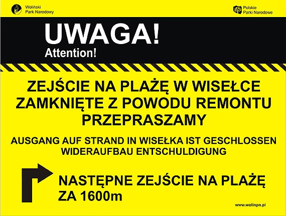 Zej�cie na pla�� w Wise�ce b�dzie tymczasowo zamkni�te