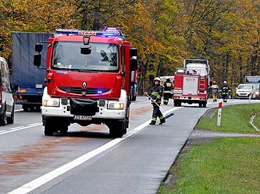 Na DK3 15 kilometrze – niebezpieczny wyciek