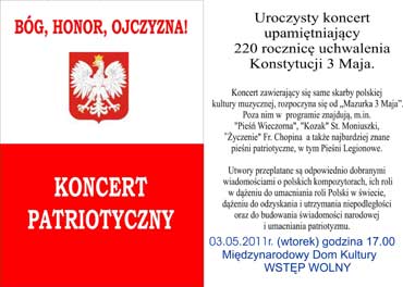 Uroczysty koncert upamitniajcy 220. rocznic uchwalenia Konstytucji 3 Maja