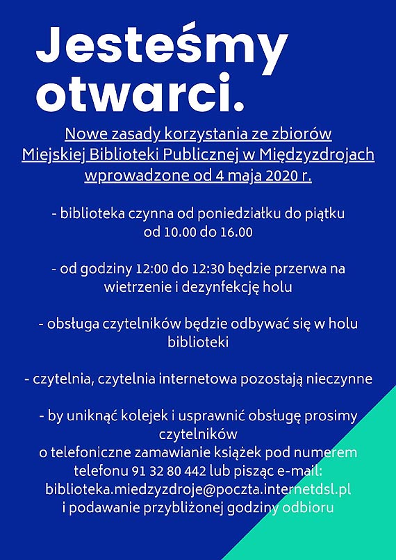 Nowe zasady korzystania ze zbiorw Miejskiej Biblioteki Publicznej w Midzyzdrojach