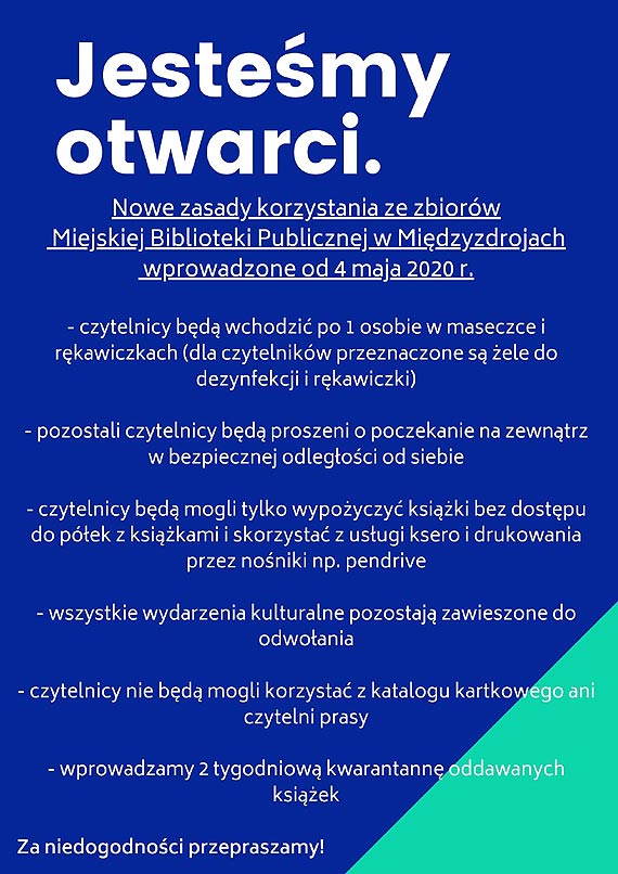 Nowe zasady korzystania ze zbiorw Miejskiej Biblioteki Publicznej w Midzyzdrojach