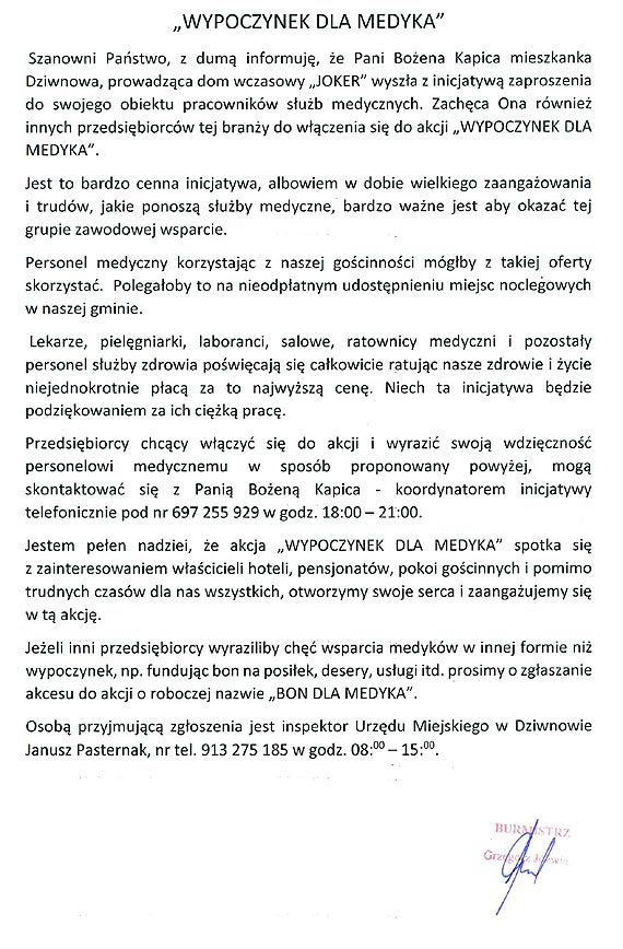 Akcja „Wypoczynek dla Medyka”