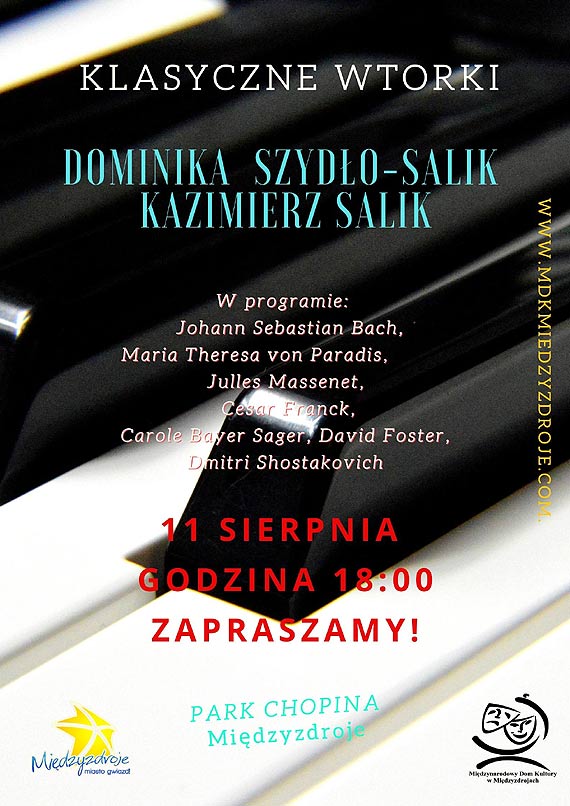 Klasyczne Wtorki w Parku Chopina - wystpi duet Dominika Szydo - Salik i Kazimierz Salik