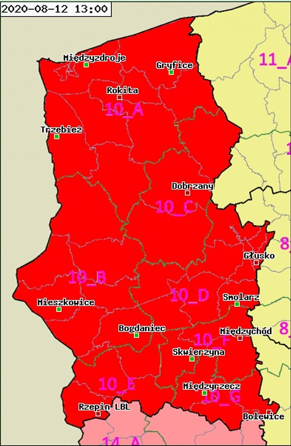 Najwyszy stopie zagroenia poarowego na terenie RDLP Szczecin