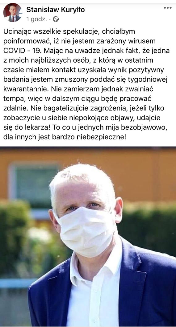 Burmistrz Kamienia Pomorskiego na kwarantannie. Rzdzi miastem zdalnie 