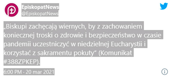 Mimo lockdownu na msz mona i. Pozostaj dotychczas obowizujce obostrzenia ograniczajce liczb wiernych podczas naboestw