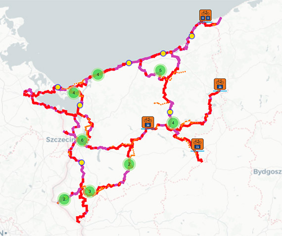 Nowa mapa rowerowa Pomorza Zachodniego. Coraz wicej linii cigych