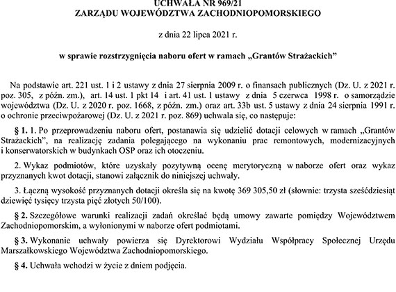 Kolejne wsparcie dla zachodniopomorskich OSP