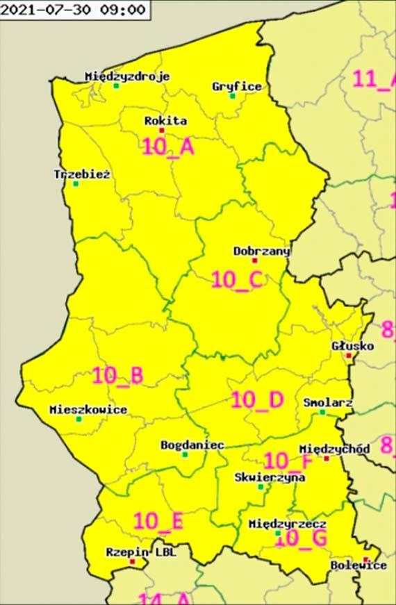 rednie zagroenie poarowe w lasach RDLP Szczecin