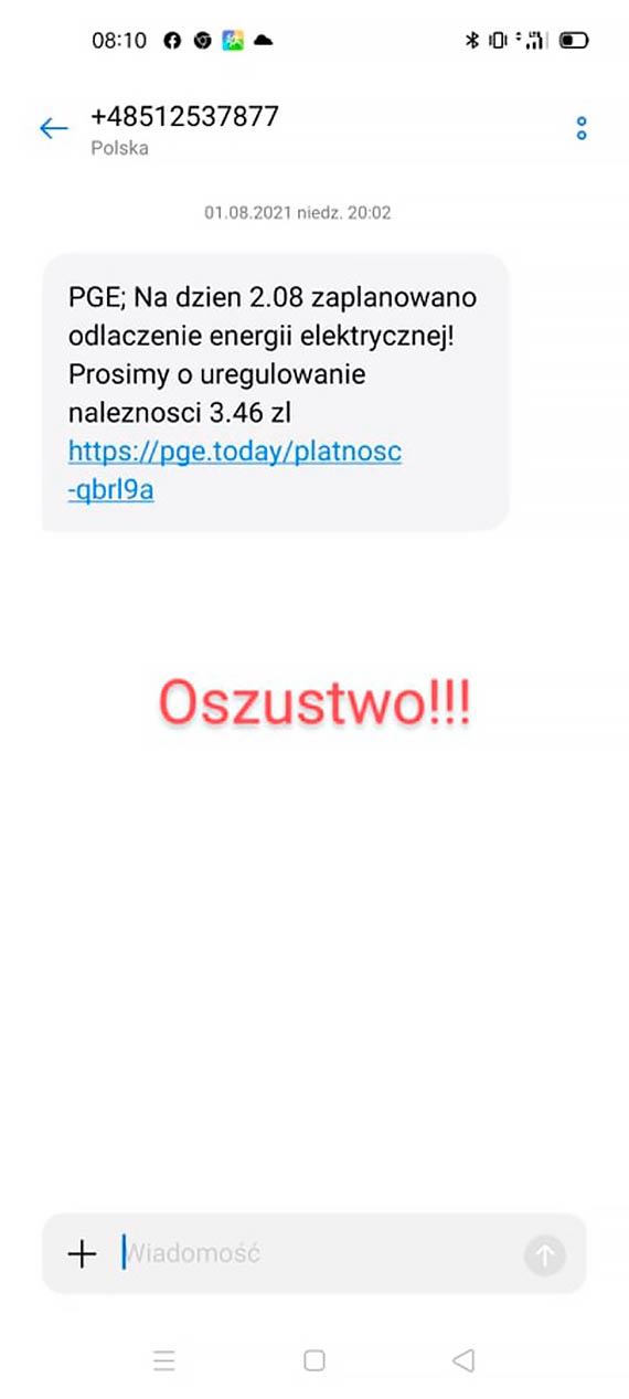 Uwaga na faszywe SMS-y o nieopaconym rachunku za prd