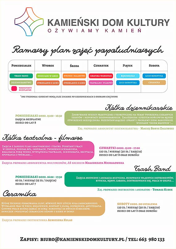 Kamie�ski Dom Kultury og�asza nab�r na zaj�cia