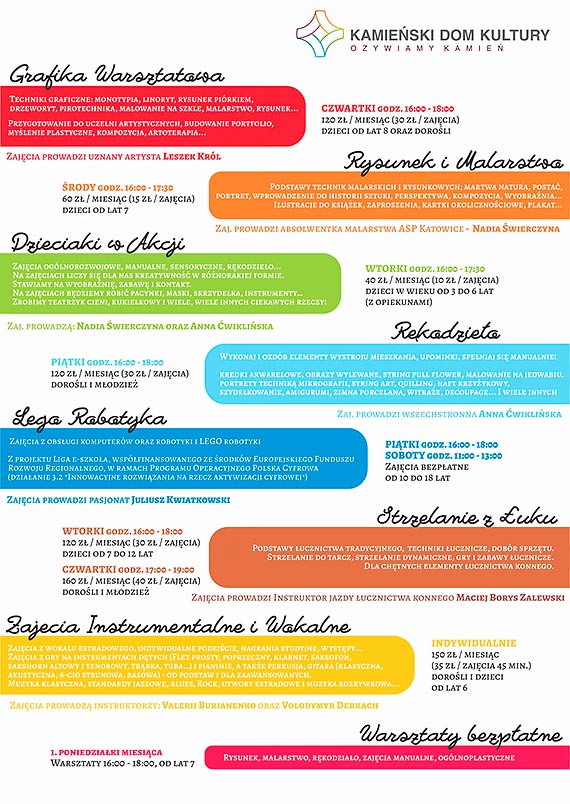 Kamie�ski Dom Kultury og�asza nab�r na zaj�cia