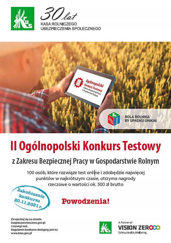 II Oglnopolski Konkurs Testowy z Zakresu Bezpiecznej Pracy w Gospodarstwie Rolnym